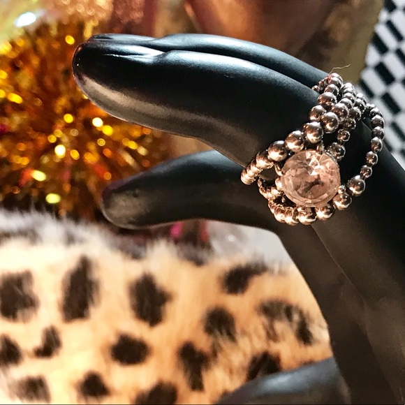 Sterling Silver & White Topaz- Caviar Artisan Ring - Picture 3 of 11